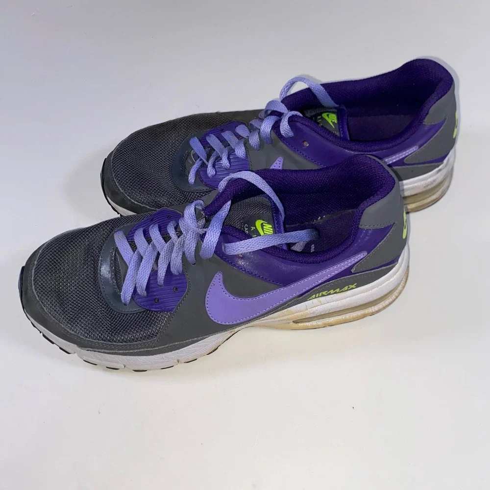 Nike Air Max Skyline Men 10 Grey Purple Volt Green Running Shoes 558622-053 2012